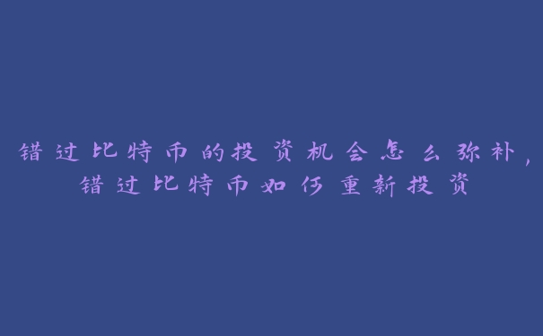 错过比特币的投资机会怎么弥补,错过比特币如何重新投资